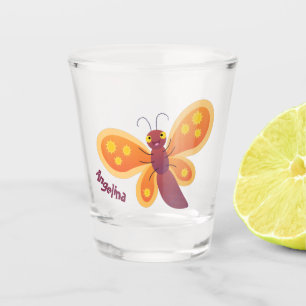 Verre A Shot Illustration d'un joli papillon orange