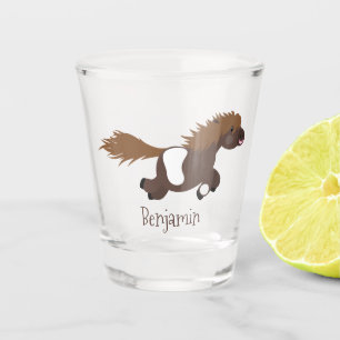 Verre A Shot Illustration d'un poney de Shetland mignon