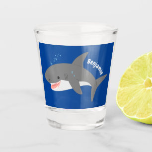 Verre A Shot Illustration joyeuse du grand requin blanc