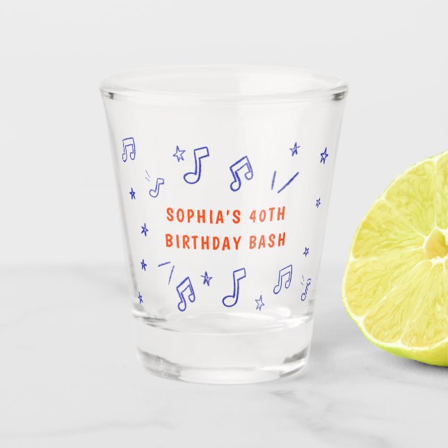 Verre A Shot Illustrations musicales à main 40e anniversaire (Devant)