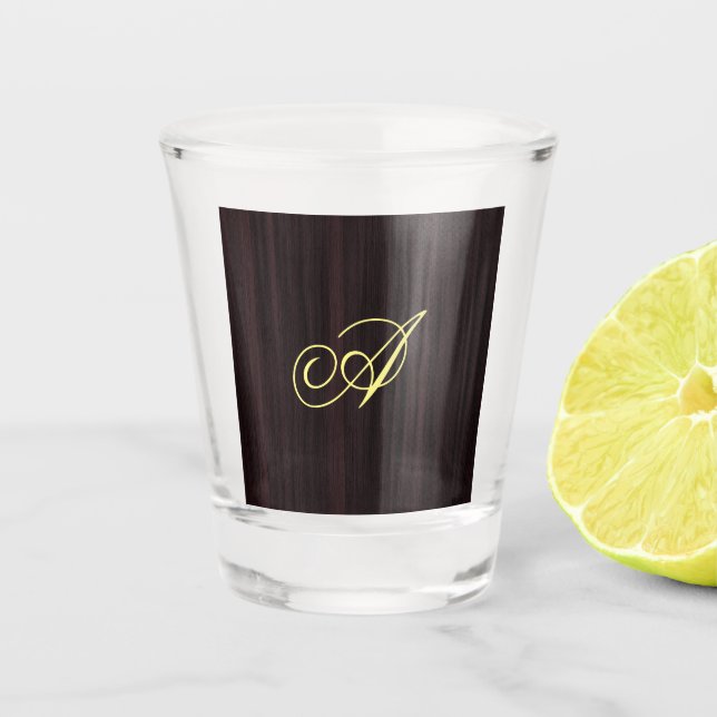 Verre A Shot Initiales manuscrites en bois Motif (Devant)