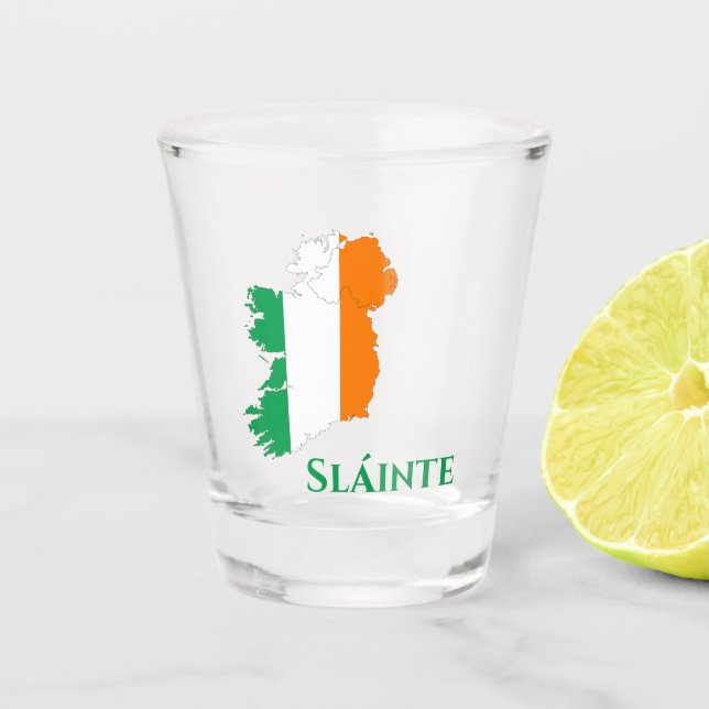Verre A Shot Irlande Carte du drapeau irlandais Gaelic Sláinte  (Devant)
