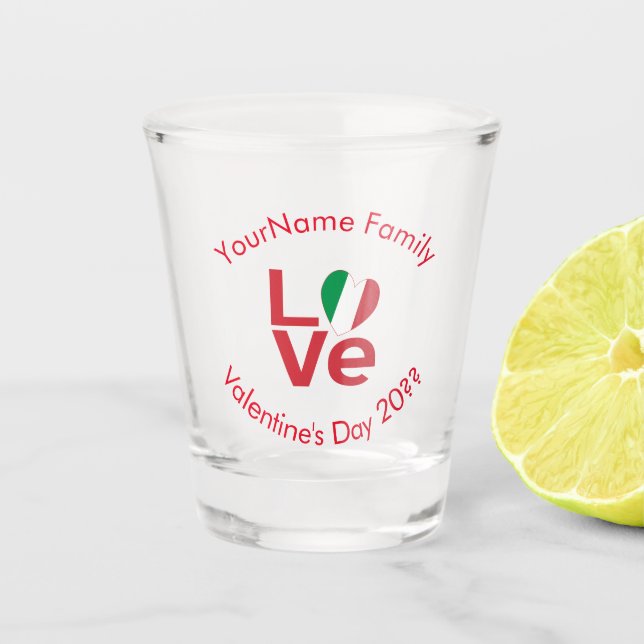 Verre A Shot Italie Red LOVE Drapeau personnalisé (Devant)