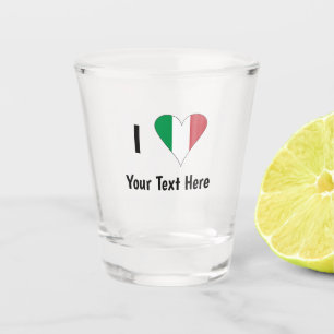 Verre A Shot J'aime (drapeau italien cœur) Votre Texte