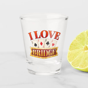 Verre A Shot J'aime Joueur de carte de pont