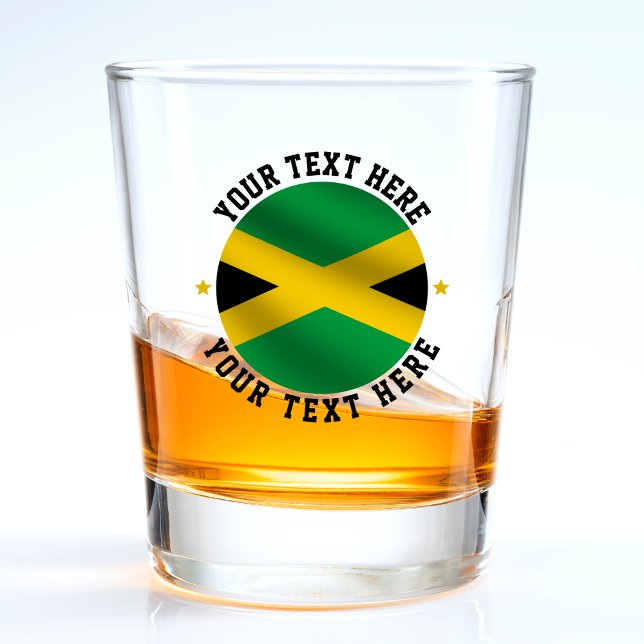 Verre A Shot Jamaïcain Round Text Drapeau jamaïcain (jamaica jamaican flag shot glass)