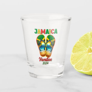 Verre A Shot Jamaïque 2024 Flip Flop Vacation Plage tropicale