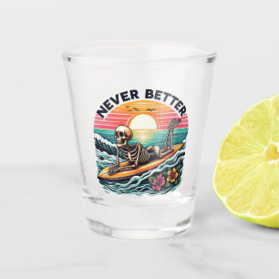 Verre A Shot Jamais mieux - Skeleton Surfing Sunset Wave Design