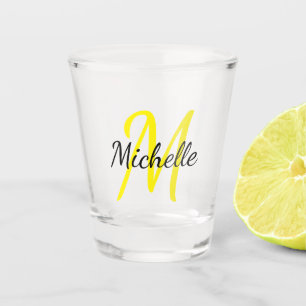 Verre A Shot Jaune & Noir Simple Monogramme Classique tendance