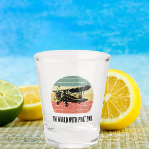 Verre A Shot Je suis câblé avec l'ADN de pilote, Vintage, Rétro