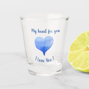Verre A Shot Je t'aime Coeur Bleu mignon Saint Valentin