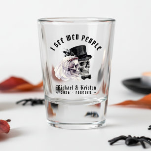 Verre A Shot Je vois des crânes de personnes mariées Halloween