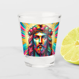 Verre A Shot Jésus coloré a tiré des lunettes !