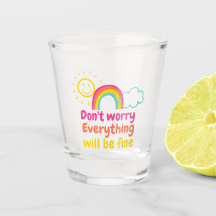 Verre A Shot Joli arc-en-ciel, soleil et nuage