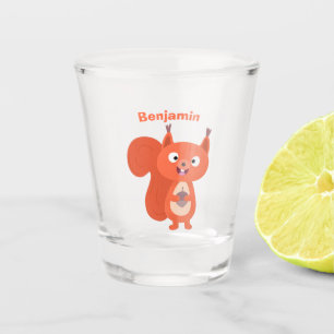 Verre A Shot Joli dessin animé d'écureuil roux
