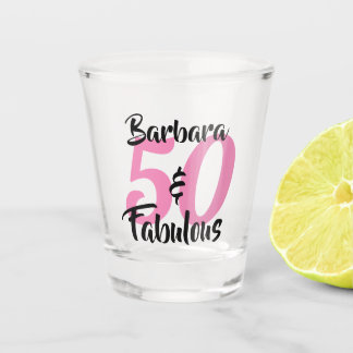 Verre A Shot Joli Personnalisé 50 et Fabuleux Rose Personnalisé