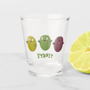 Verre A Shot Jolie olives joyeux chantant dessin animé