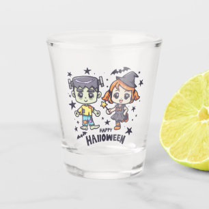 Verre A Shot Jolie sorcière et Mischievous zombie garçon