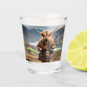 Verre A Shot Joueur de cornemuse de vache des Highlands écossai