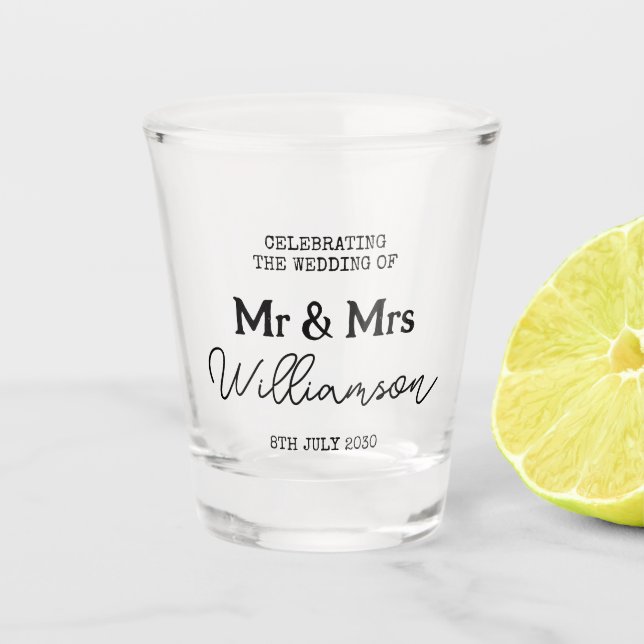 Verre A Shot Jour De Mariage M. Et Mme Nom (Devant)