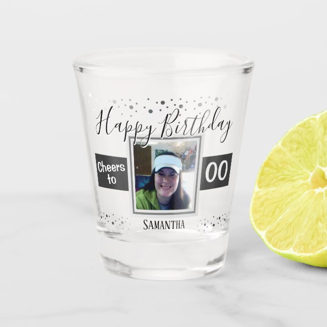 Verre A Shot Joyeux anniversaire à chaque année photo (Devant)