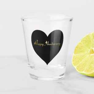 Verre A Shot Joyeux anniversaire avec Gold Hearts 5019
