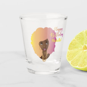 Verre A Shot Joyeux anniversaire ! Black Woman