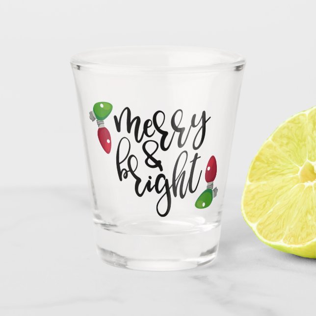 Verre A Shot Joyeux et brillant design de Noël (Devant)