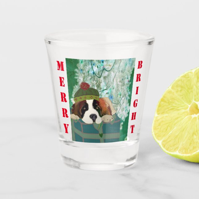 Verre A Shot Joyeux et brillant tube de chiot (Devant)
