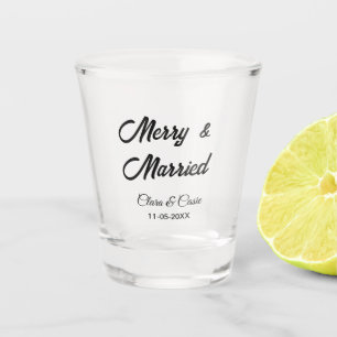 Verre A Shot Joyeux et marié ajouter un couple Nom date holiday