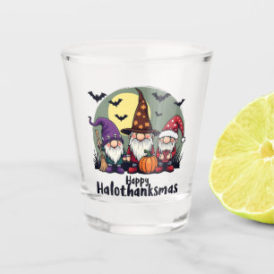 Verre A Shot Joyeux Hallothanksmas Noël Gnomes d'Halloween