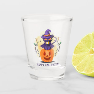 Verre A Shot Joyeux Halloween - Chat noir sorcier