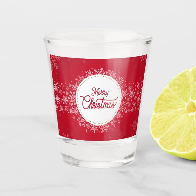 Verre A Shot Joyeux Noël hiver Festivals rouges (Devant)