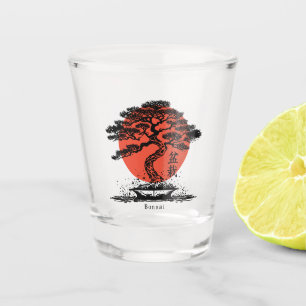 Verre A Shot Kanji japonais Bonsai Personnalisé