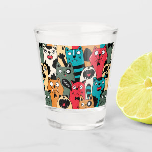 Verre A Shot La foule de chats
