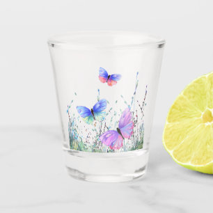 Verre A Shot La joie du printemps - Les papillons colorés vole