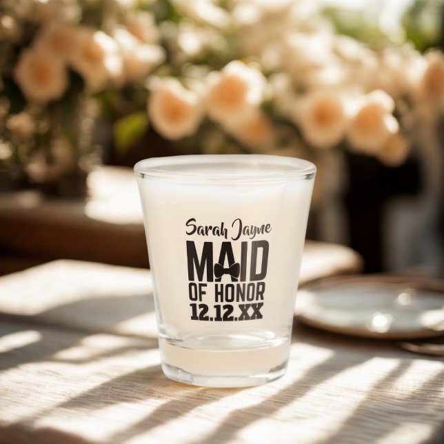 Verre A Shot La mariée d'honneur Proposition Mariage Cadeau (A shot glass for your Maid of Honor. Just add her name and your wedding date)