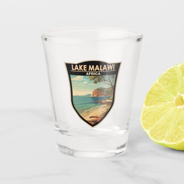 Verre A Shot Lake Malawi Afrique Travel Art Vintage (Devant)