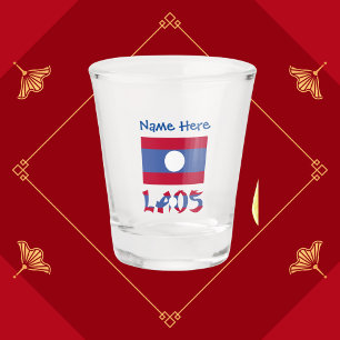 Verre A Shot Laos Laotien Drapeau Bleu Personnalisation