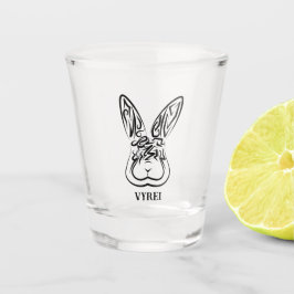 Verre A Shot Lapin tribal noir et blanc