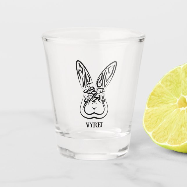 Verre A Shot Lapin tribal noir et blanc (Devant)