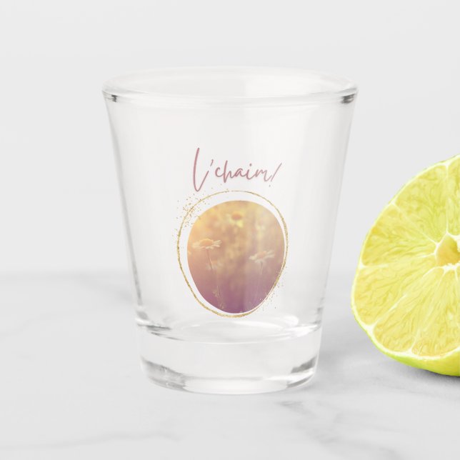 Verre A Shot L'chaim (Toast avec Fleur sauvage) (Devant)