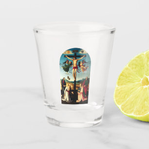Verre A Shot Le Christ crucifié avec la Vierge Marie