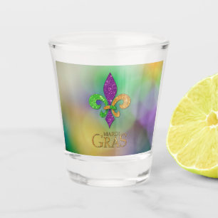 Verre A Shot Le Joe glissant thème festif de Mardi Gras violet 