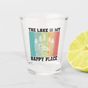 Verre A Shot Le lac est mon Happy Place Distressed Lac Vintage