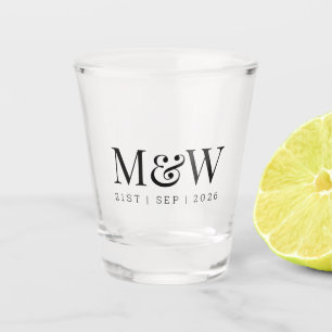 Verre A Shot Le Mariage moderne noir de Monogram Couple