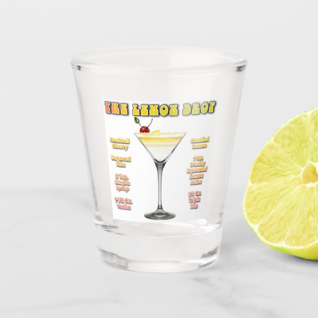 Verre A Shot LEMON DROP MARTINI Cocktail Recette Art (Devant)