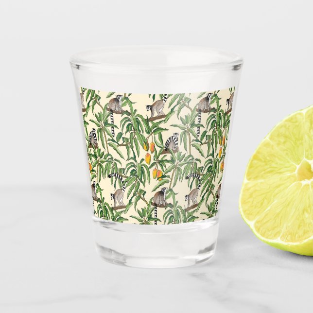 Verre A Shot lemurs and branches mango seamless pattern   (Devant)