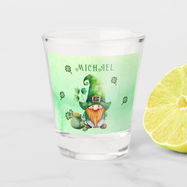 Verre A Shot Leprechaun - Gnome Avec Pot D'Or Personnalisé (Devant)