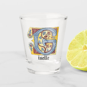 VERRE A SHOT LETTRE BLEUE ET ROUGE MOYENNE G ÉCLAIRÉE